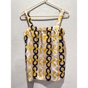 J Crew 100% Silk Sleeveless Blouse Women’s Small Yellow Chain link Y2K Pockets
